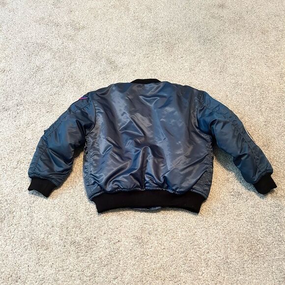 UP & AWAY Pilot Aviator Astranaut Puffy Jacket Navy Blue/ green Size medium 6 - Picture 5 of 6